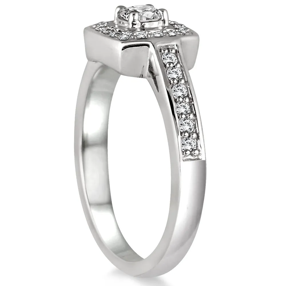 1/2 Carat TW Diamond Halo Ring in 10K White Gold sold by Zulily product image thumbnail 2