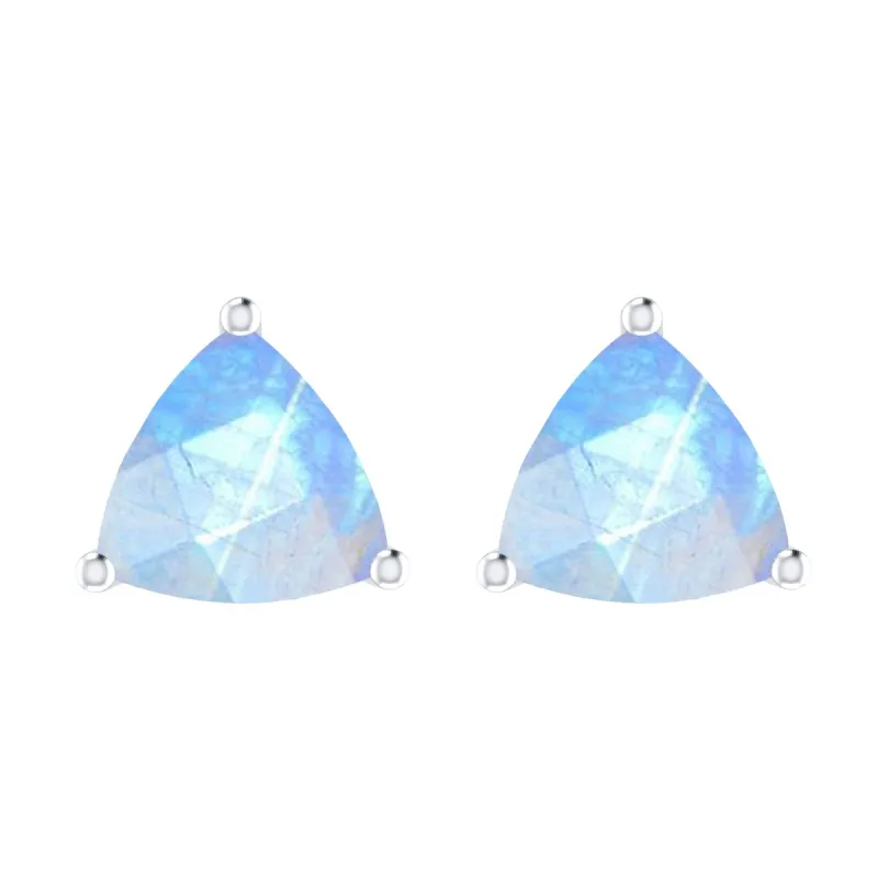 Sterling Silver Trillion Cut 4.00Ct Natural Moonstone Stud Earrings sold by Zulily