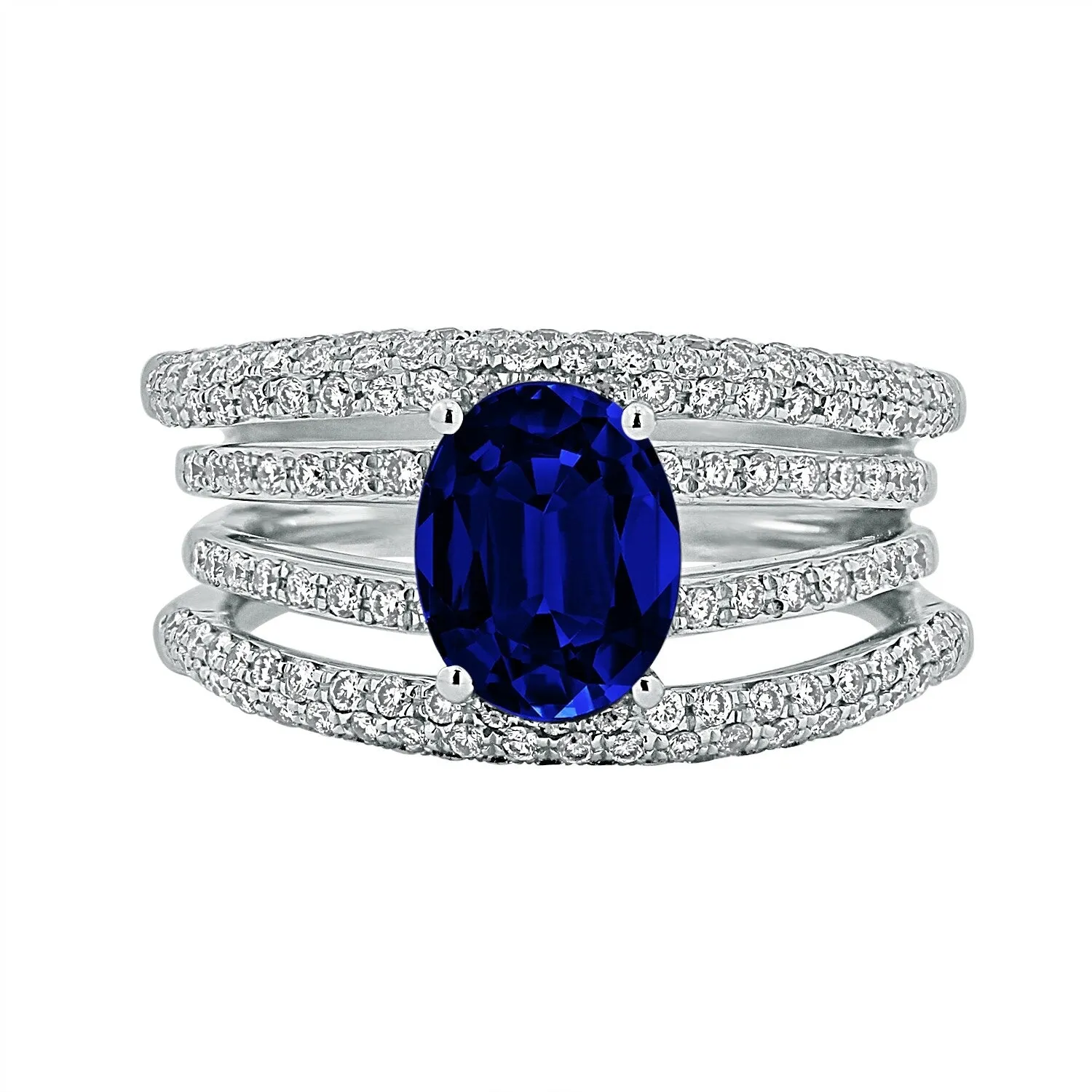 Auriya 18k Gold 2 1/2ct Oval Sapphire 4-Band Diamond Ring 9/10ct TDW sold by Zulily product image thumbnail 2