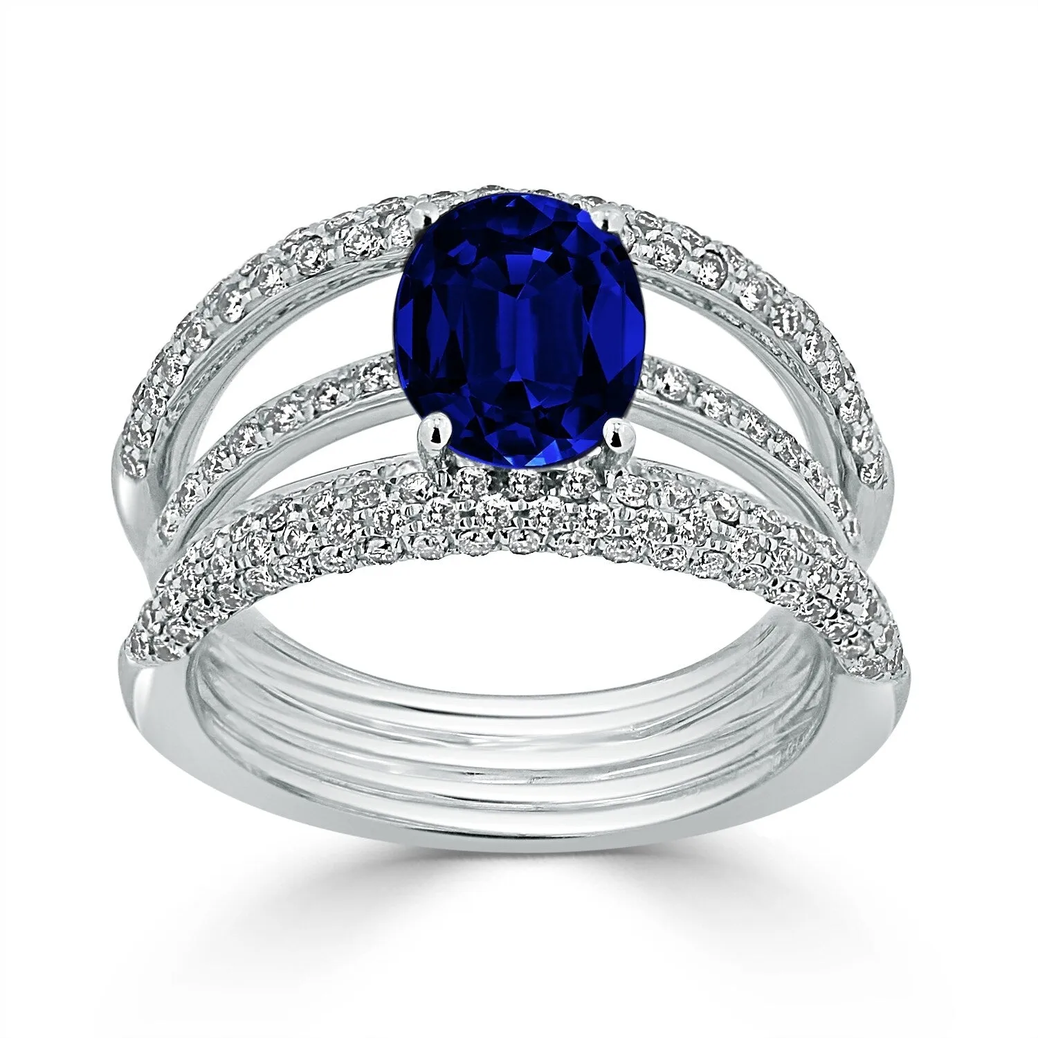Auriya 18k Gold 2 1/2ct Oval Sapphire 4-Band Diamond Ring 9/10ct TDW sold by Zulily product image thumbnail 3