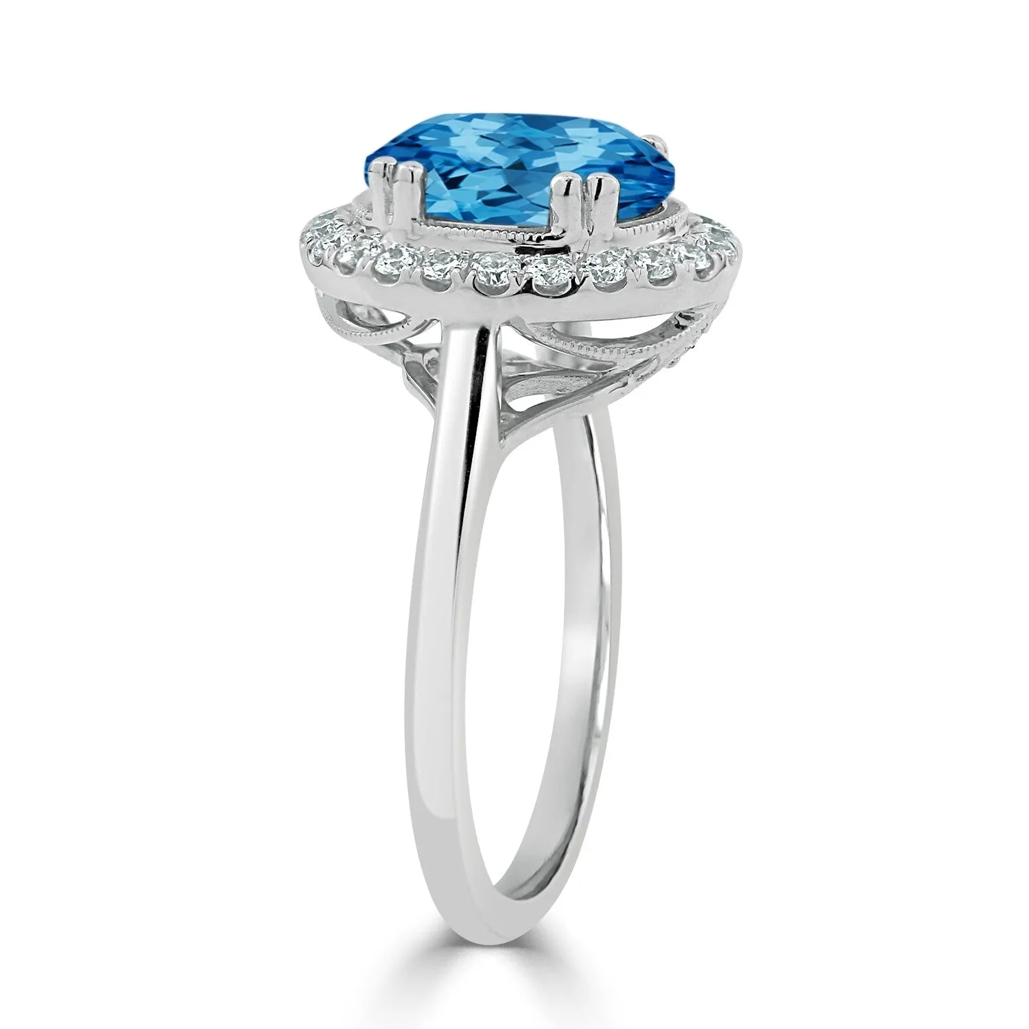 Auriya Vintage 2 5/8ct Oval Swiss Blue Topaz and Halo Diamond Engagement Ring 1/3ctw 14k Gold sold by Zulily