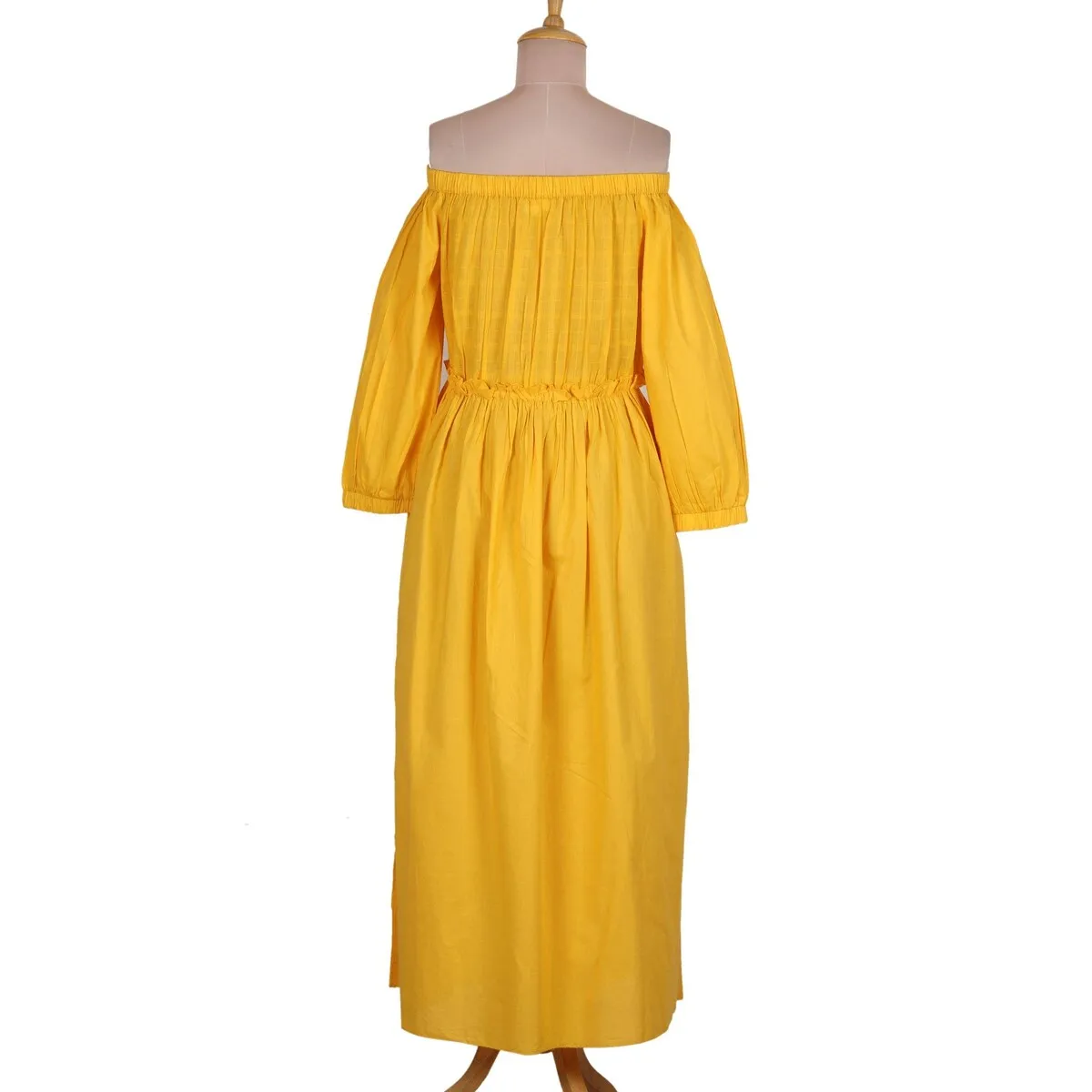 NOVICA Cotton off-shoulder maxi dress Marigold Muse sold by Zulily product image thumbnail 2