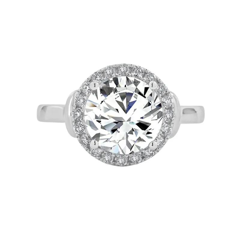 Round 2ct Moissanite and 1/4ct TDW Diamond Halo Engagement Ring sold by Zulily