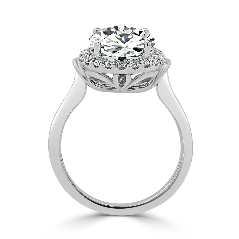 Round 2ct Moissanite and 1/4ct TDW Diamond Halo Engagement Ring sold by Zulily product image thumbnail 4