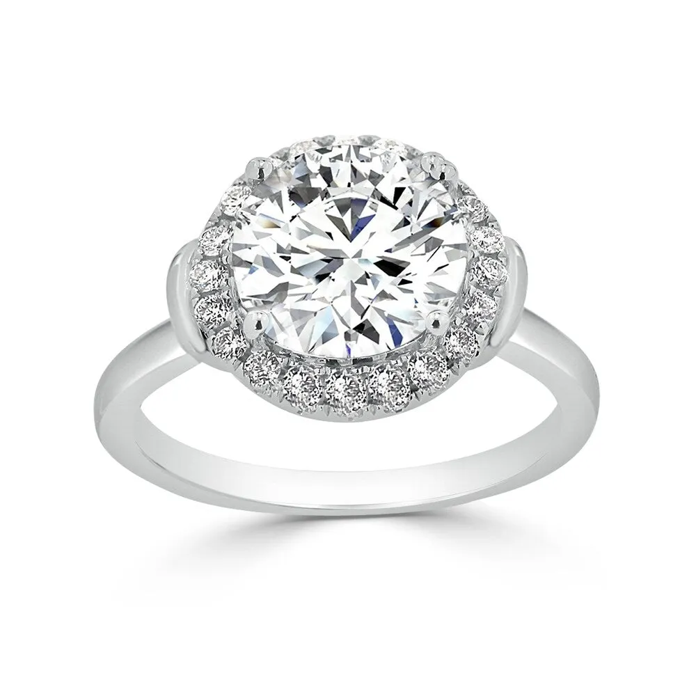 Round 2ct Moissanite and 1/4ct TDW Diamond Halo Engagement Ring sold by Zulily product image thumbnail 2