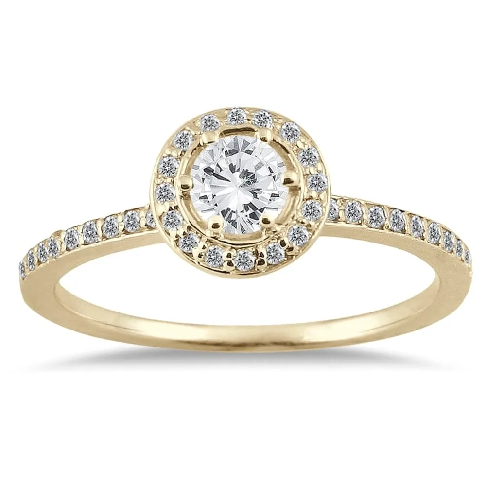 1/2 Carat TW Diamond Halo Ring in 14K Yellow Gold sold by Zulily