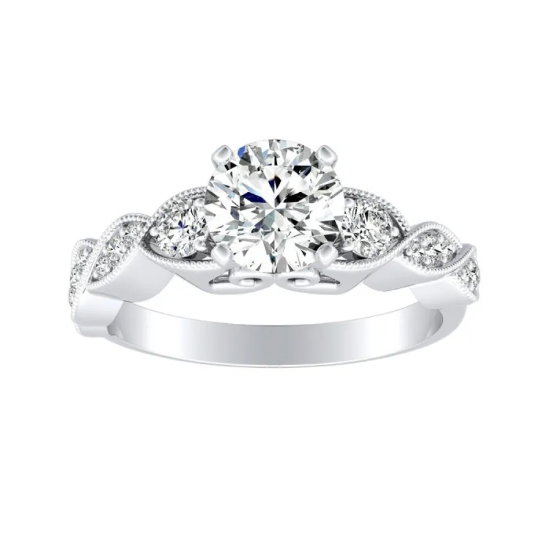 Auriya 14k Gold Vintage Round 2 1/2ct Moissanite and 1/4ct TDW Diamond Engagement Ring sold by Zulily
