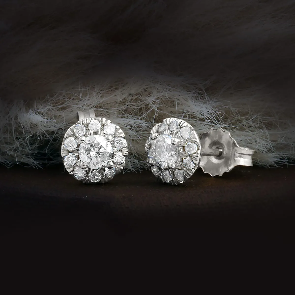 De Couer 10k White Gold 1/2ct TDW Diamond Halo Stud Earring - White H-I sold by Zulily product image thumbnail 2