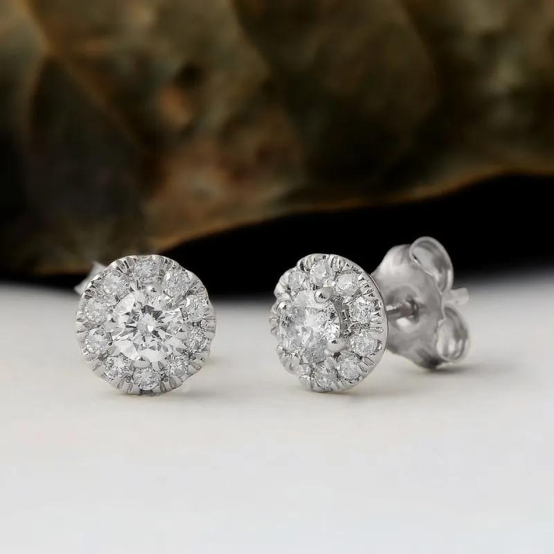 De Couer 10k White Gold 1/2ct TDW Diamond Halo Stud Earring - White H-I sold by Zulily