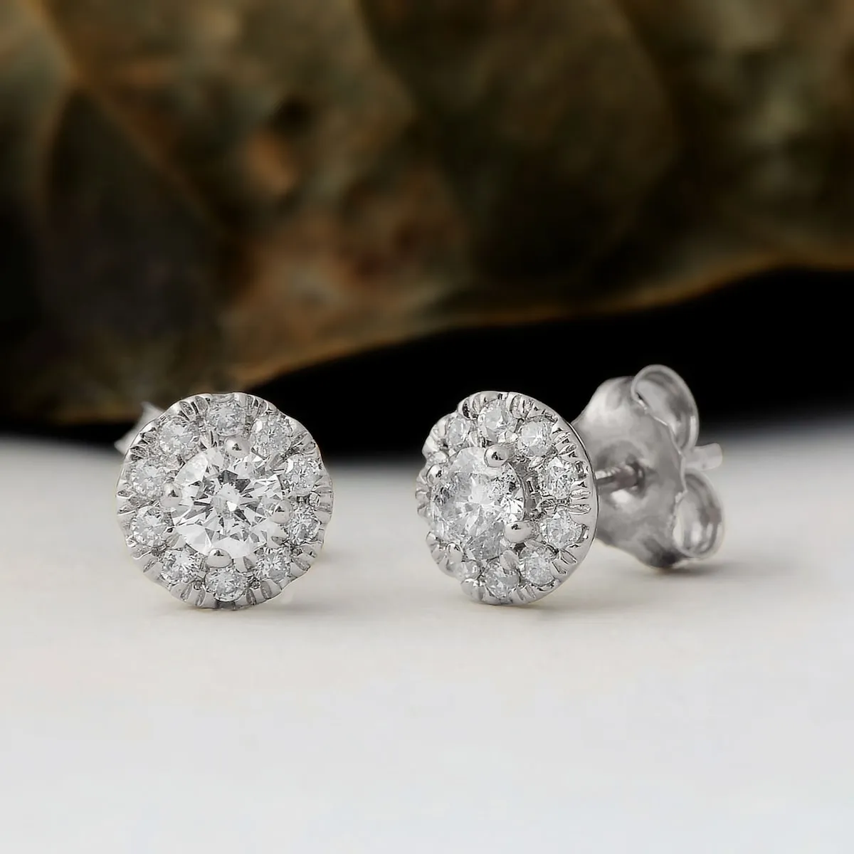 De Couer 10k White Gold 1/2ct TDW Diamond Halo Stud Earring - White H-I sold by Zulily