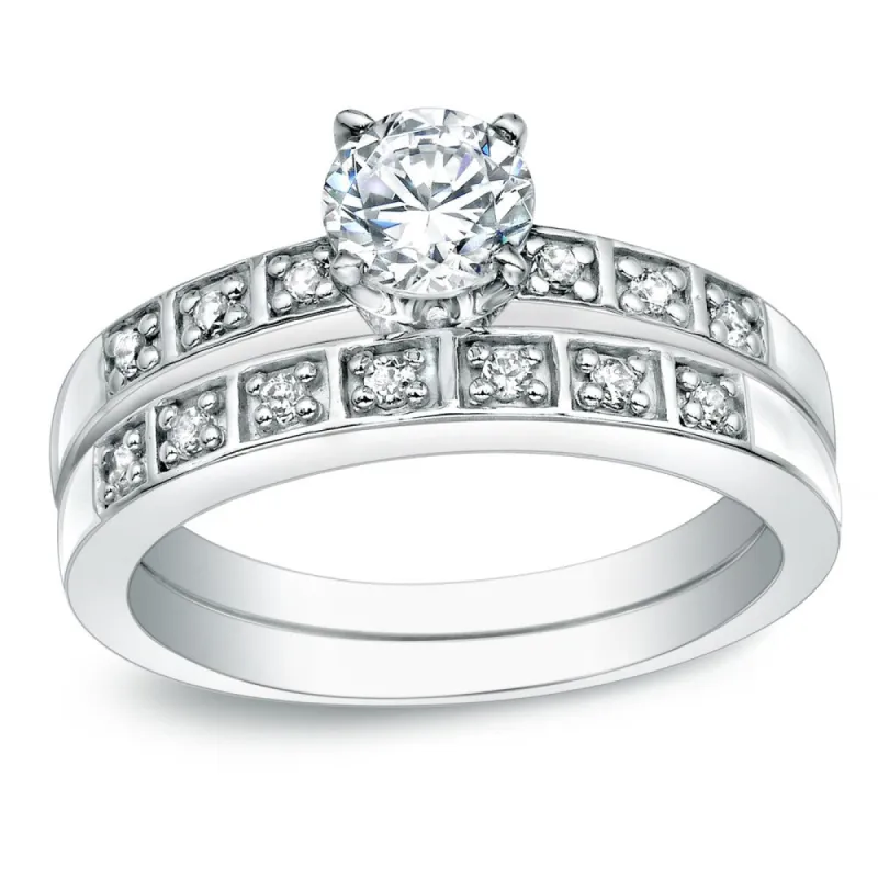 Auriya Classic 5/8ct TDW Round Diamond Engagement Ring Set 14K Gold Certified sold by Zulily