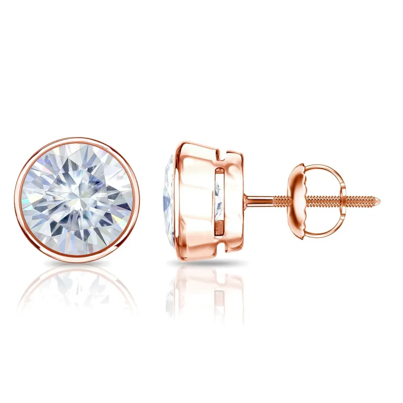 Auriya 14k Gold 2 1/2ctw Bezel-set Round Moissanite Stud Earrings - 7 mm sold by Zulily