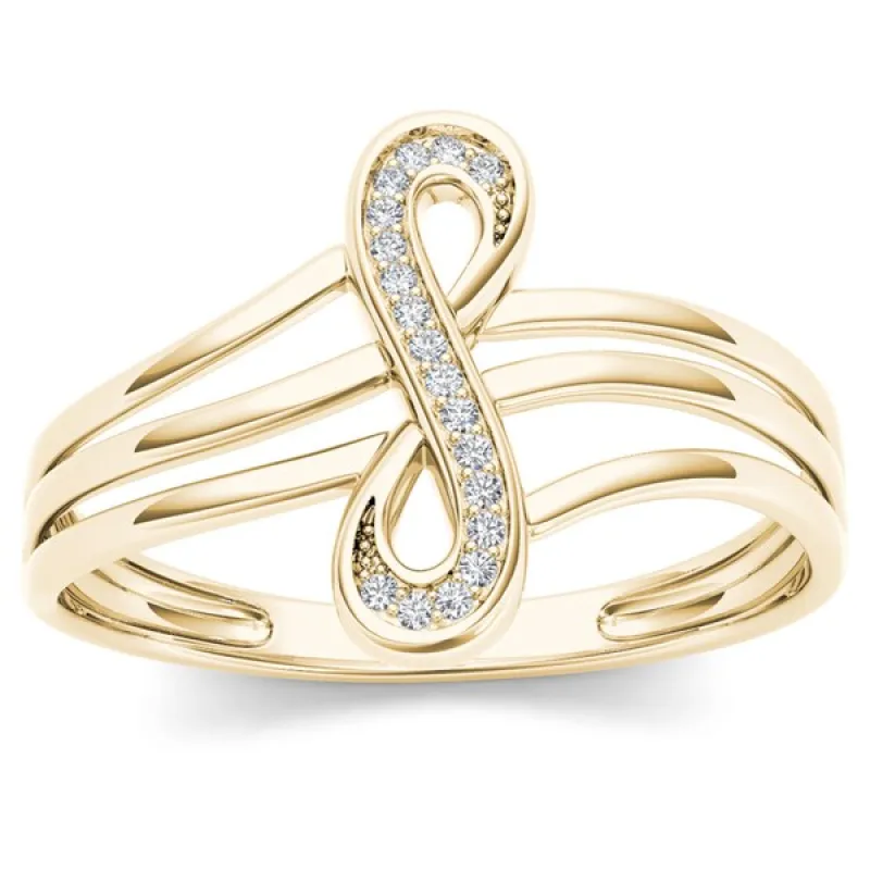 De Couer 10k Yellow Gold 1/20ct TDW Diamond Infinity Loop Ring sold by Zulily