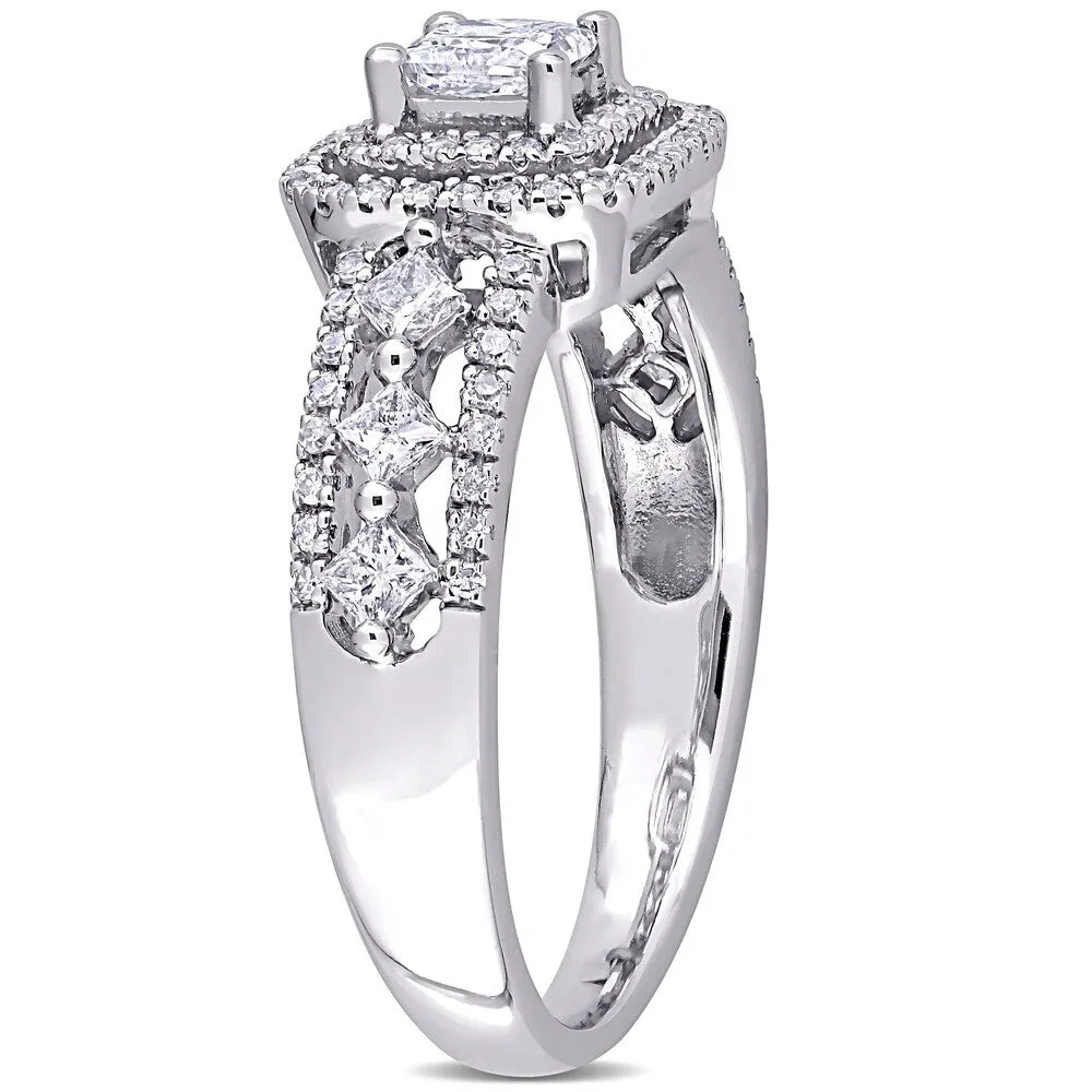 Miadora 10k White Gold 4/5ct TDW Princess-cut Diamond Double Halo Engagement Ring sold by Zulily product image thumbnail 3
