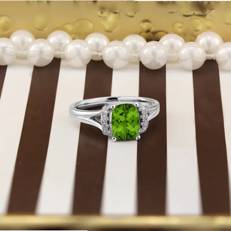 Auriya 1 3/4ct Modern Cushion-cut Peridot and Diamond Engagement Ring 1/4ctw 14k Gold sold by Zulily