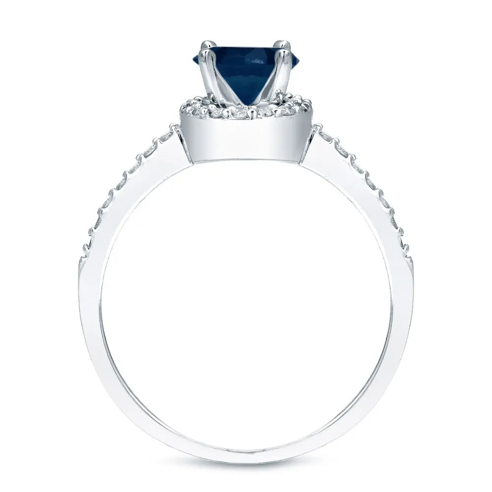 Auriya 14k Gold 3/5ct Sapphire and 2/5ctw Halo Diamond Engagement Ring Set sold by Zulily product image thumbnail 5