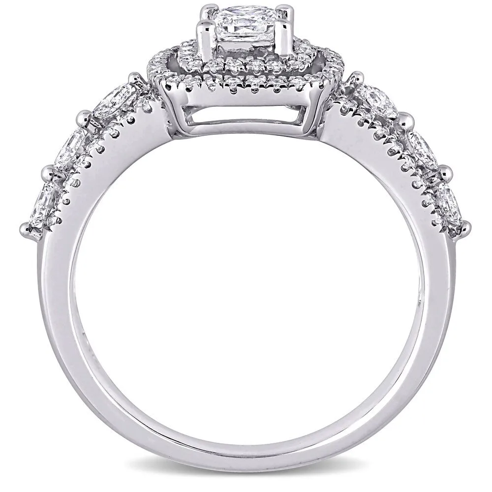 Miadora 10k White Gold 4/5ct TDW Princess-cut Diamond Double Halo Engagement Ring sold by Zulily product image thumbnail 4
