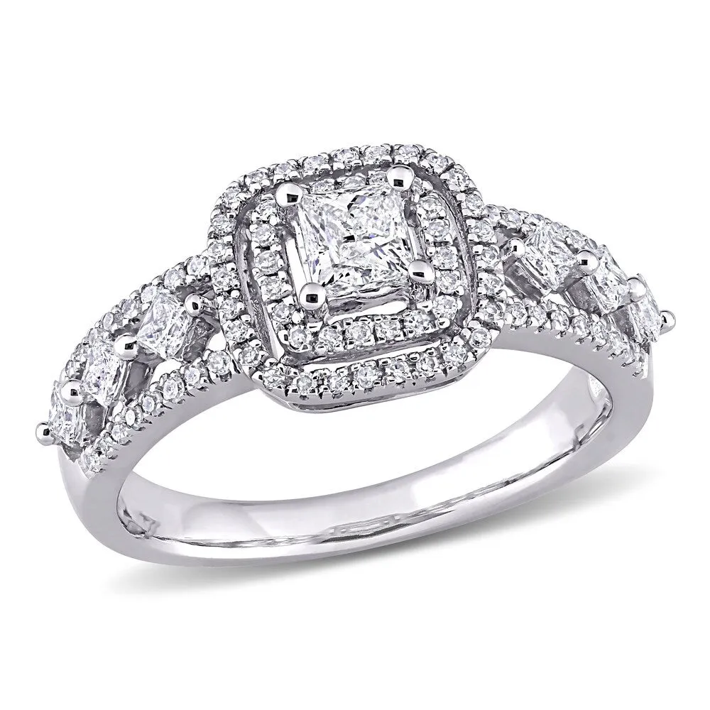 Miadora 10k White Gold 4/5ct TDW Princess-cut Diamond Double Halo Engagement Ring sold by Zulily