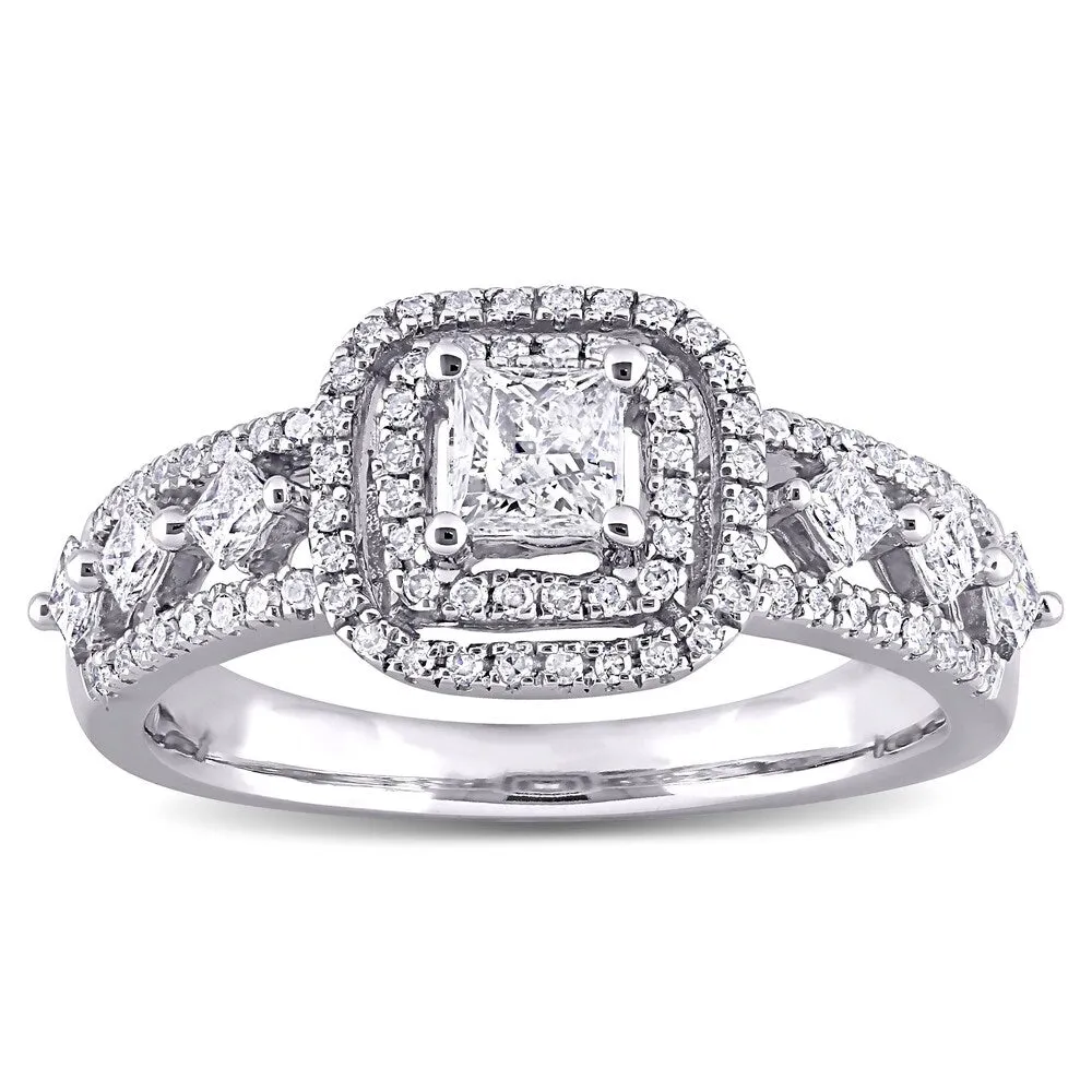 Miadora 10k White Gold 4/5ct TDW Princess-cut Diamond Double Halo Engagement Ring sold by Zulily product image thumbnail 2