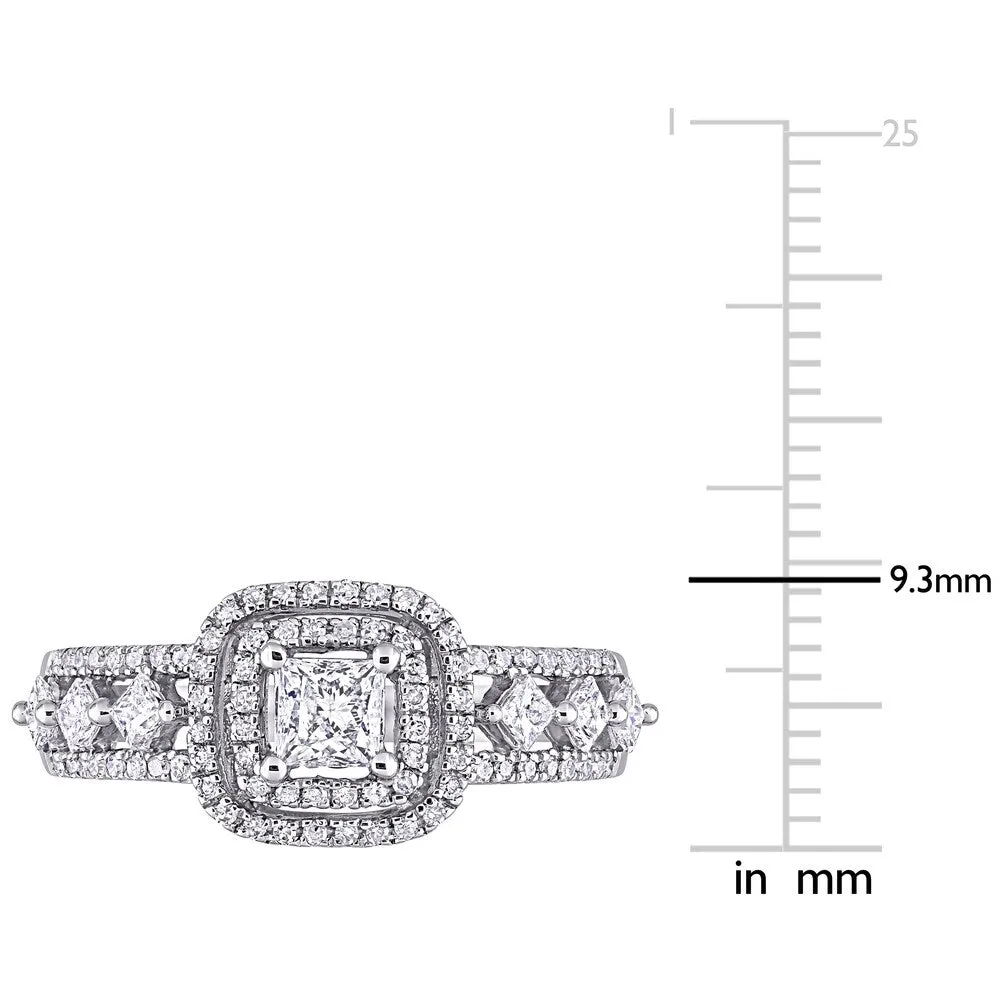 Miadora 10k White Gold 4/5ct TDW Princess-cut Diamond Double Halo Engagement Ring sold by Zulily product image thumbnail 5