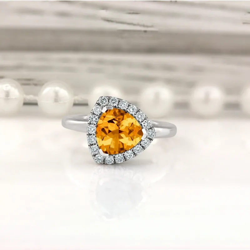 Auriya 2 1/8ct Trillion-cut Citrine and Halo Diamond Engagement Ring 1/4ctw 14k Gold sold by Zulily