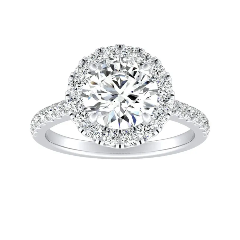 Auriya 14k Gold 2 1/2ct Moissanite Halo Diamond Engagement Ring 3/8ctw sold by Zulily