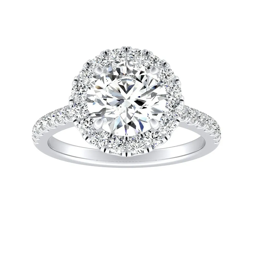 Auriya 14k Gold 2 1/2ct Moissanite Halo Diamond Engagement Ring 3/8ctw sold by Zulily