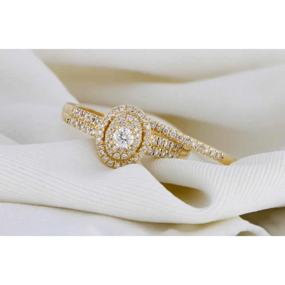 De Couer IGI Certified 1/2ct TDW Diamond Halo Engagement Ring Set sold by Zulily