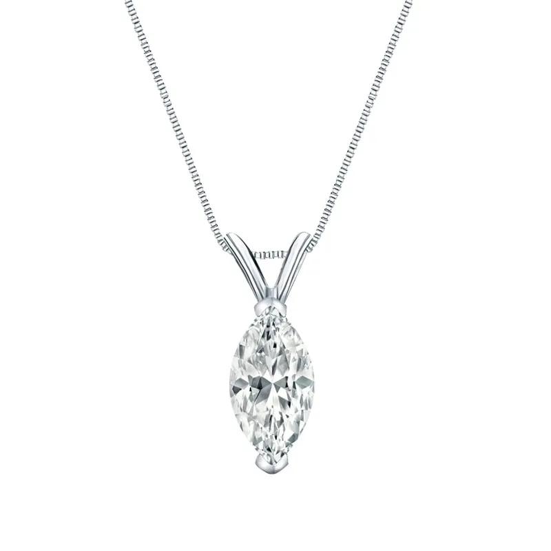 Auriya 18-karat Gold 4.00ctw Marquise Solitaire Lab Grown Diamond Necklace V-End Prong (F-G VS) - 4 sold by Zulily