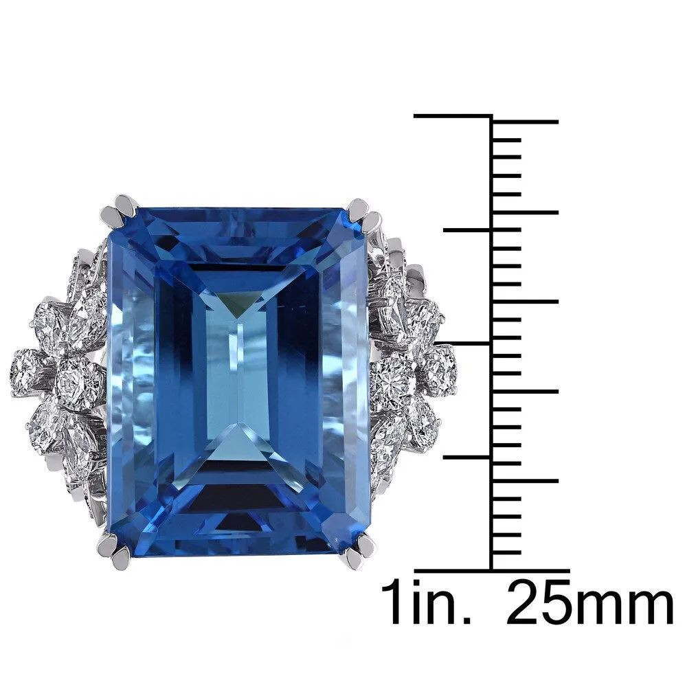 Miadora 14k White Gold Blue Topaz and 1 3/4ct TDW Diamond Ring (G-H, SI1-SI2) sold by Zulily product image thumbnail 5