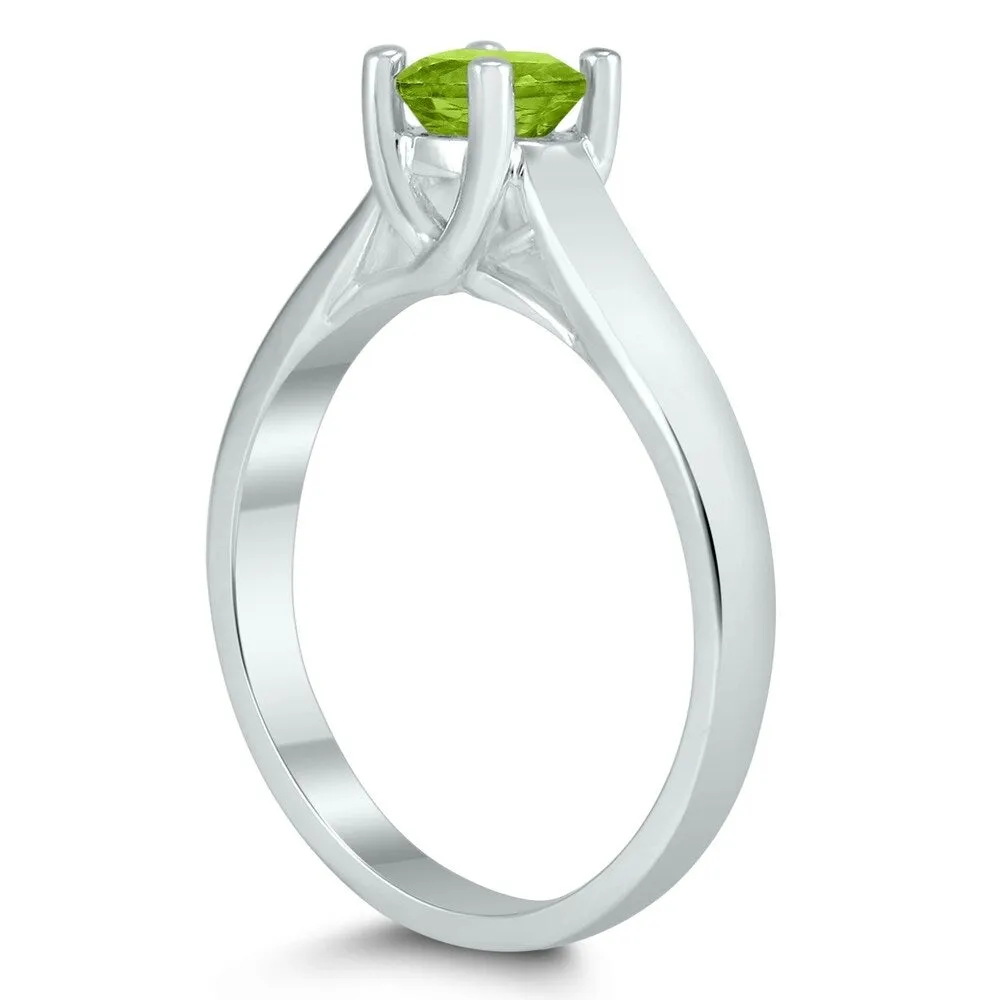 Round 5MM Peridot Cathedral Solitaire Ring in 10K White Gold sold by Zulily product image thumbnail 2
