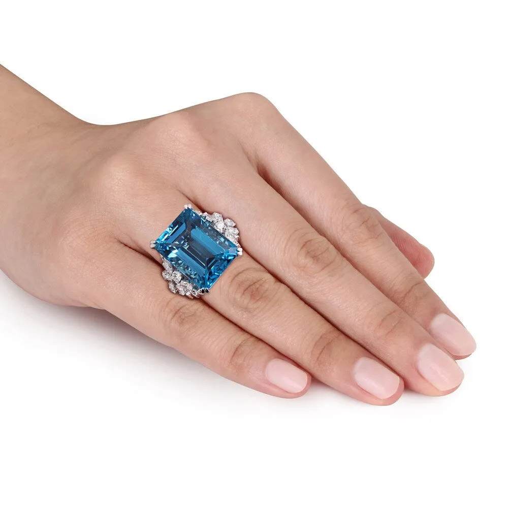 Miadora 14k White Gold Blue Topaz and 1 3/4ct TDW Diamond Ring (G-H, SI1-SI2) sold by Zulily product image thumbnail 4