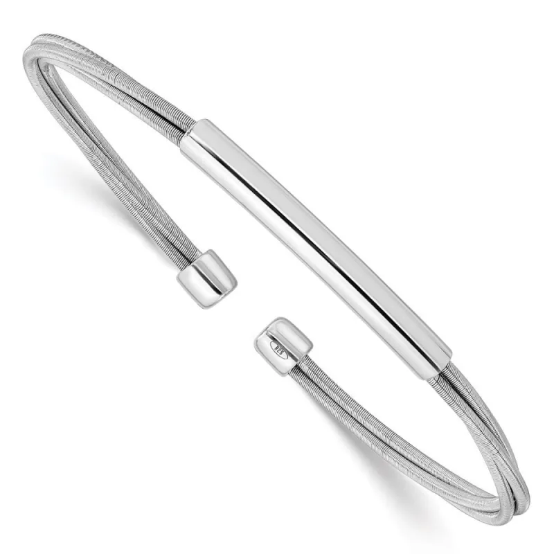 Curata 925 Sterling Silver Rhodium 4mm Polished Minimalist Bar Adjustable Cuff Bracelet sold by Zulily