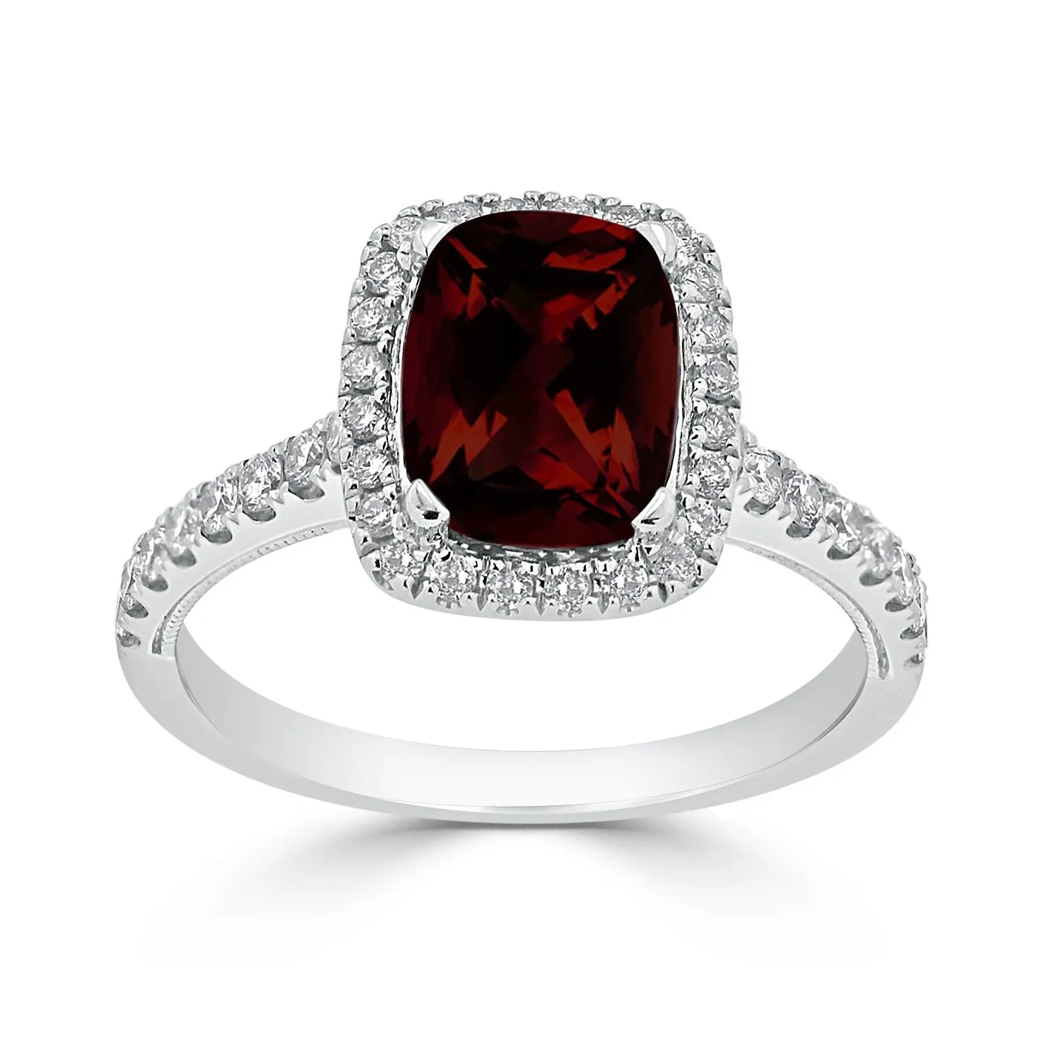 Auriya 1 7/8ct Cushion-cut Garnet and Halo Diamond Engagement Ring 3/8ctw 14k Gold sold by Zulily product image thumbnail 3