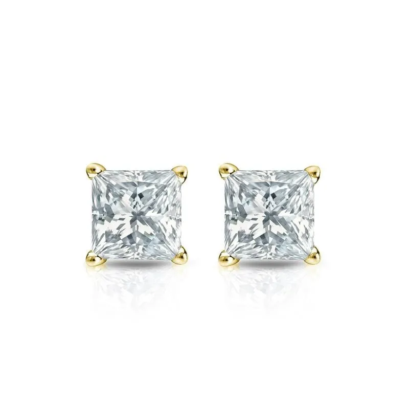 Auriya 18-karat Gold Lab Grown 0.40 carat TDW Princess Diamond Stud Earrings 4-Prong Basket Screw-back sold by Zulily product image thumbnail 4