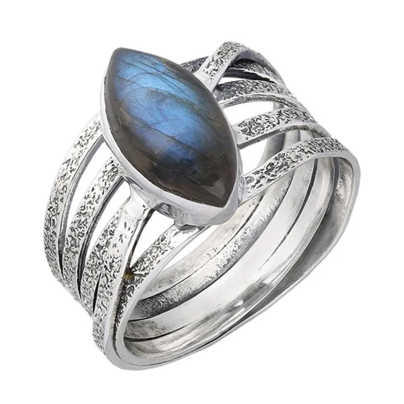 Labradorite Sterling Silver Wide Band Ring sold by Zulily