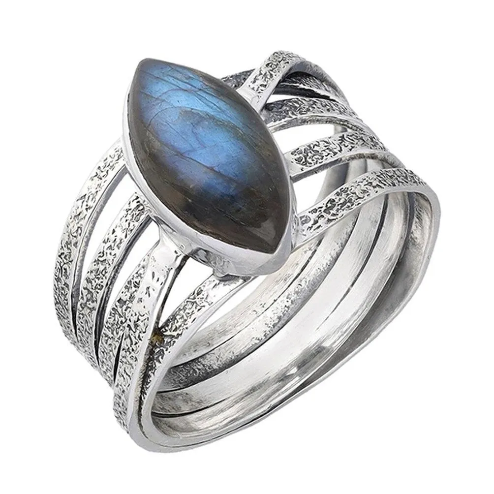 Labradorite Sterling Silver Wide Band Ring sold by Zulily