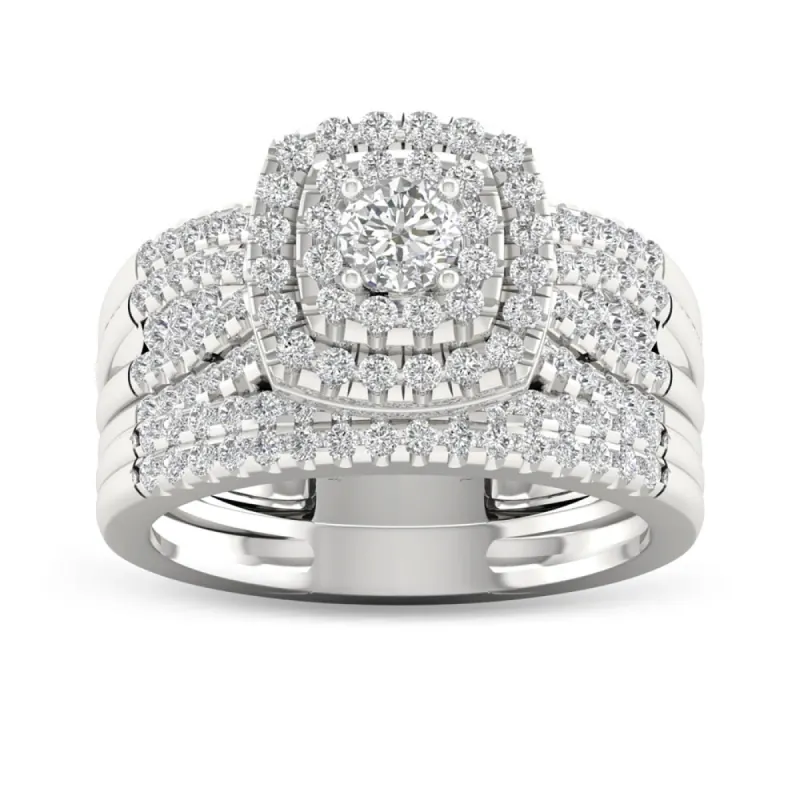 De Couer IGI Certified 10k White Gold 1ct TDW Diamond Bridal Set Ring sold by Zulily