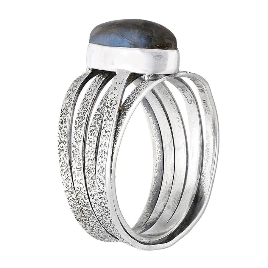 Labradorite Sterling Silver Wide Band Ring sold by Zulily product image thumbnail 2