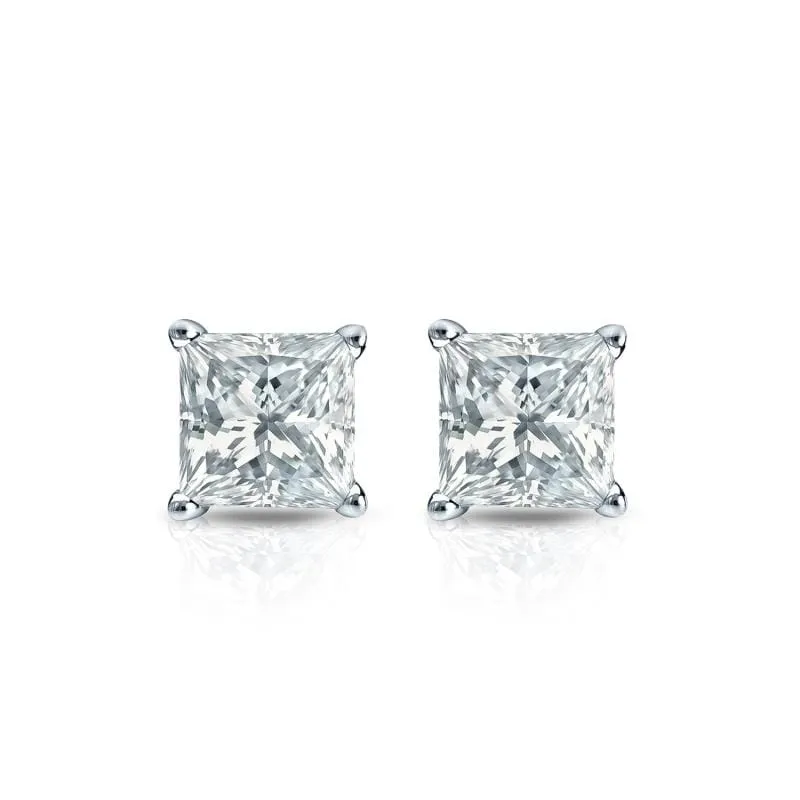 Auriya 18-karat Gold Lab Grown 0.40 carat TDW Princess Diamond Stud Earrings 4-Prong Basket Screw-back sold by Zulily product image thumbnail 2