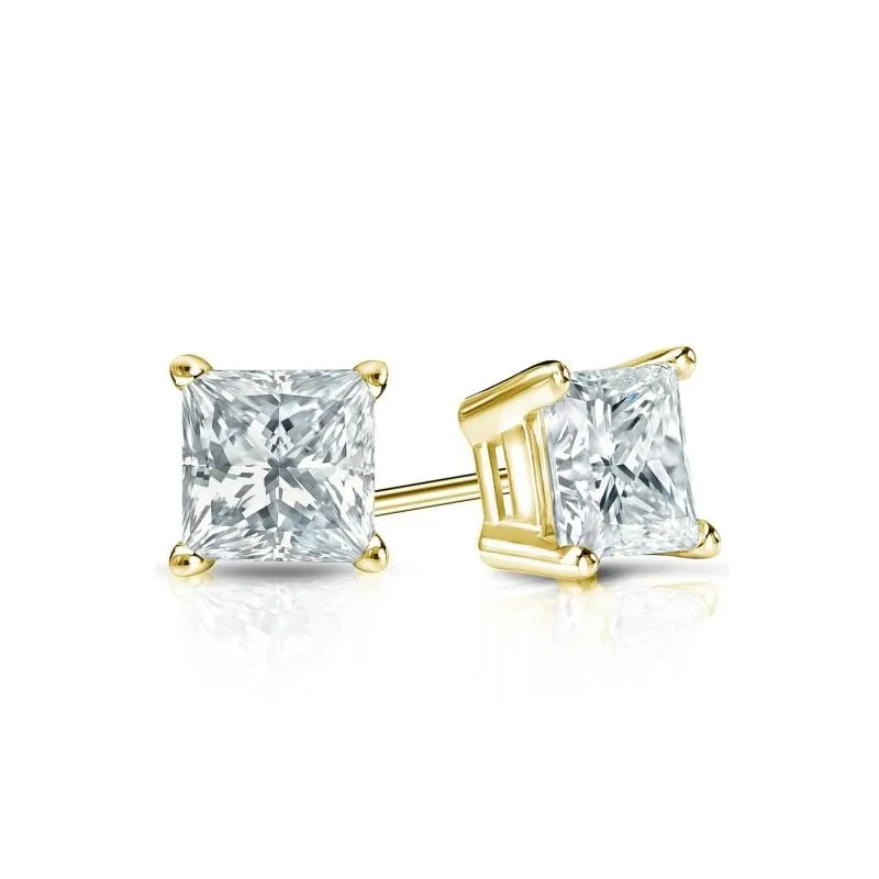 Auriya 18-karat Gold Lab Grown 0.40 carat TDW Princess Diamond Stud Earrings 4-Prong Basket Screw-back sold by Zulily product image thumbnail 3
