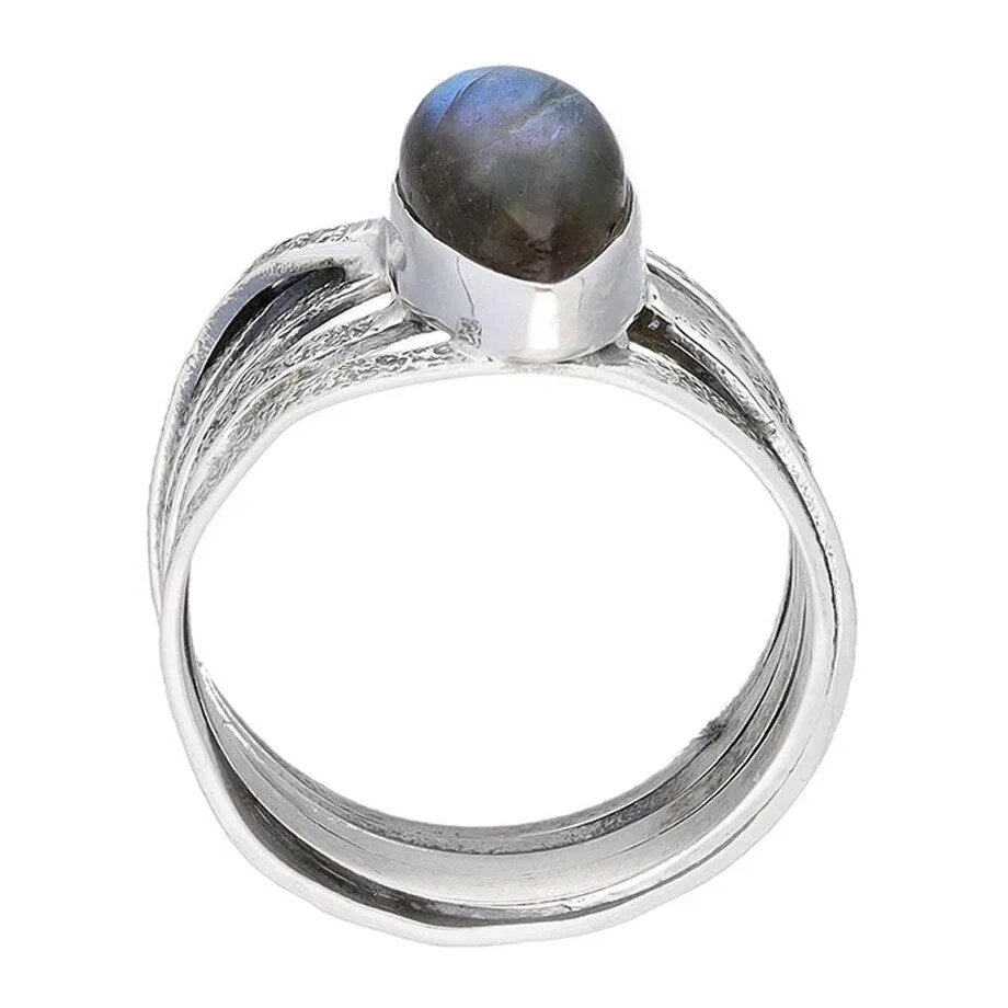 Labradorite Sterling Silver Wide Band Ring sold by Zulily product image thumbnail 3