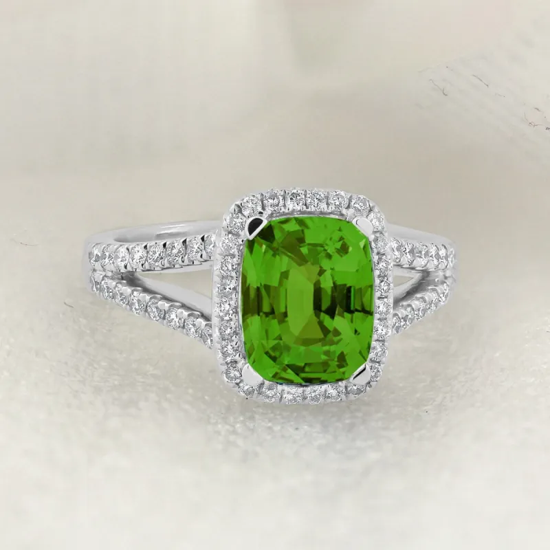 Auriya 1 5/8ct Cushion-cut Peridot and Halo Diamond Engagement Ring 3/8cttw 14K Gold sold by Zulily
