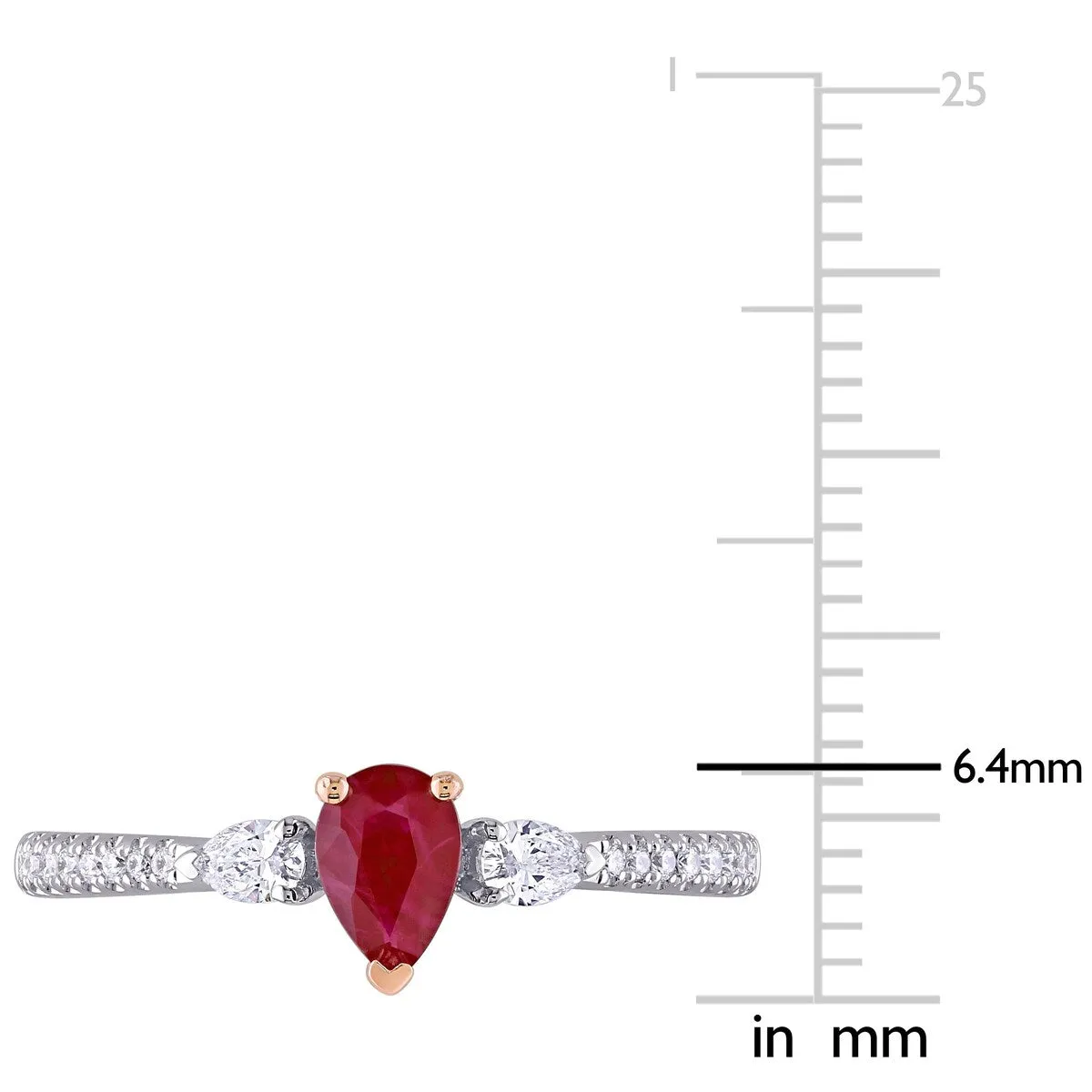 Miadora 14k 2-tone White and Rose Gold Ruby and 1/4ct TDW Diamond 3-Stone Engagement Ring sold by Zulily product image thumbnail 4