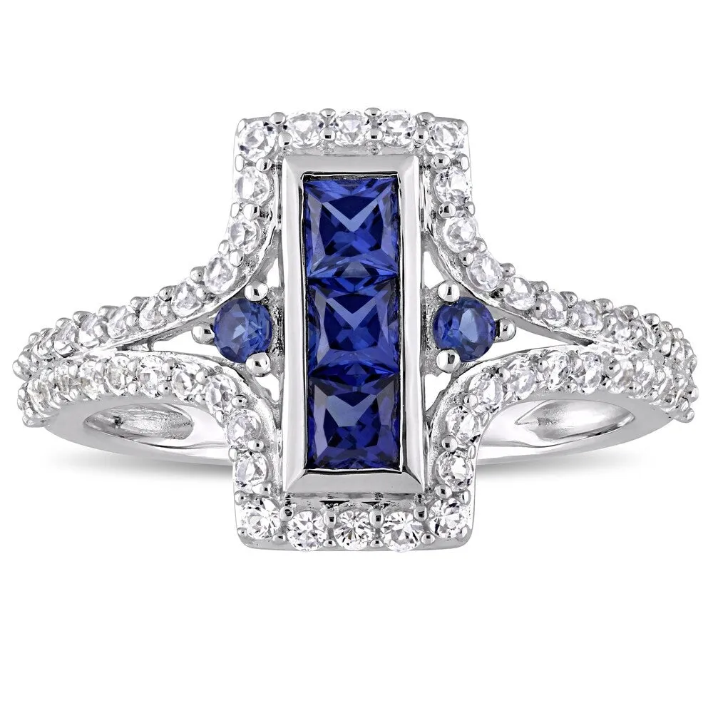 Miadora Sterling Silver Created Blue and Created White Sapphire Bar Statement Ring sold by Zulily