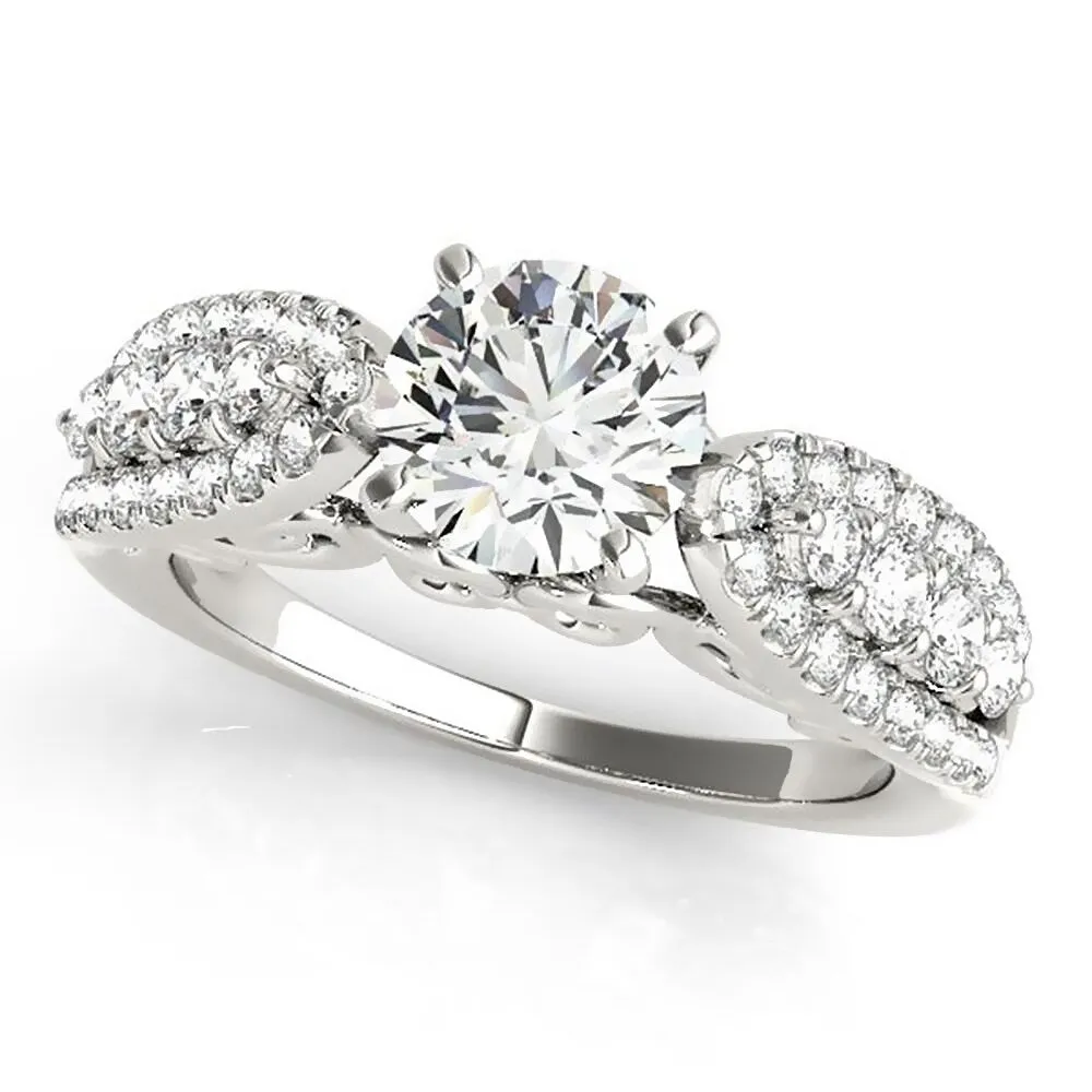 Auriya Unique 1ct Round Moissanite and 1/2ctw Diamond Engagement Ring 14K Gold sold by Zulily