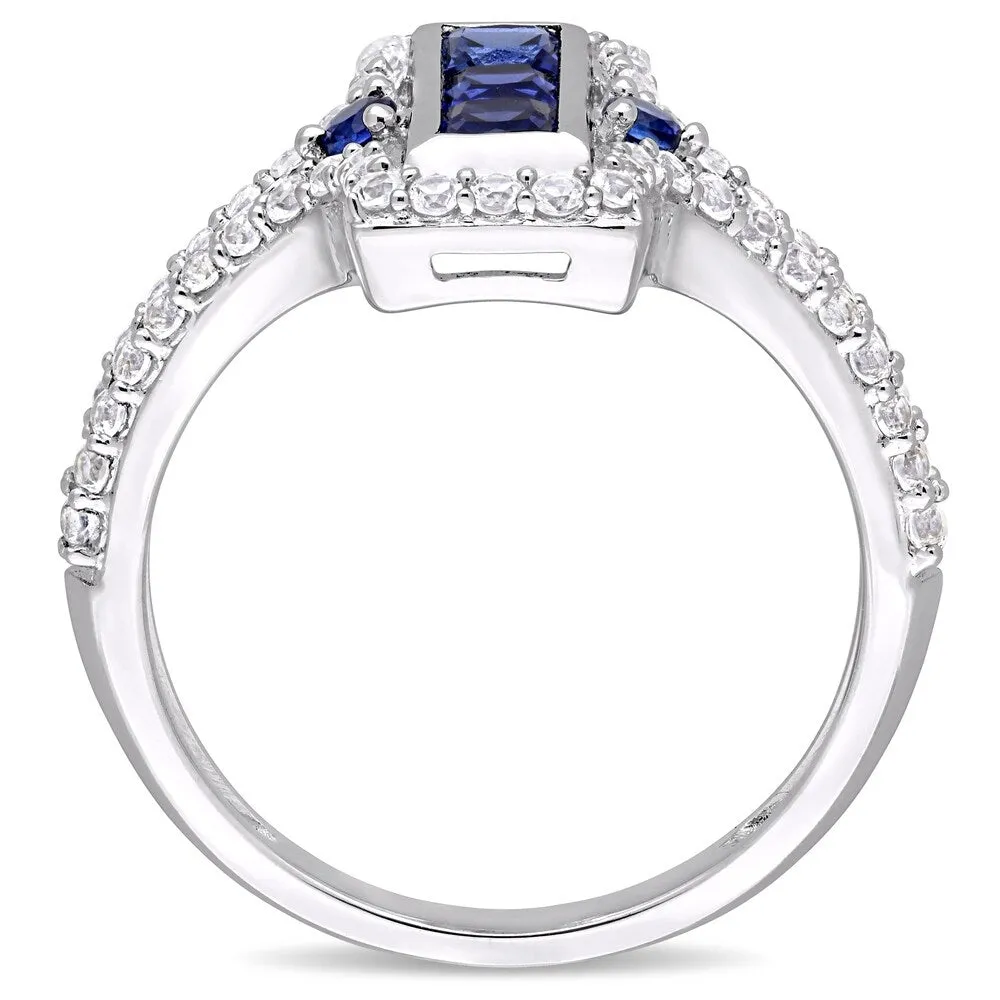 Miadora Sterling Silver Created Blue and Created White Sapphire Bar Statement Ring sold by Zulily product image thumbnail 3