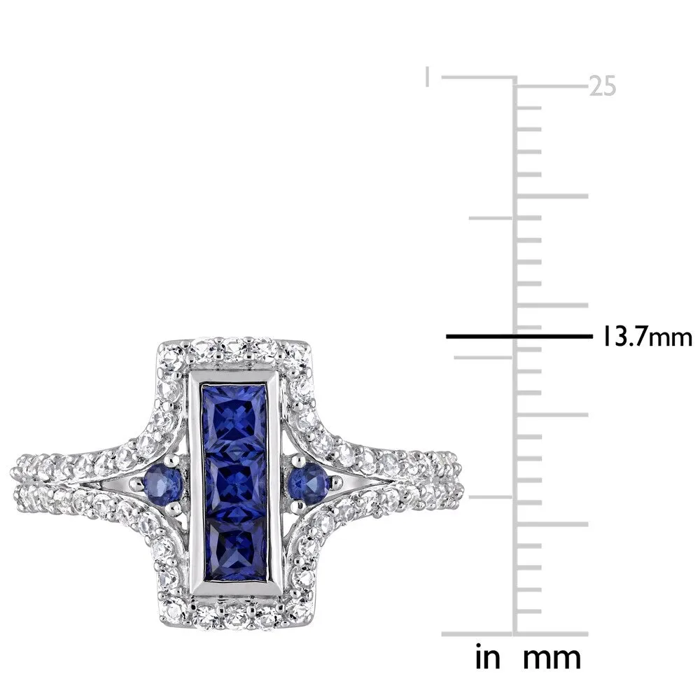 Miadora Sterling Silver Created Blue and Created White Sapphire Bar Statement Ring sold by Zulily product image thumbnail 4