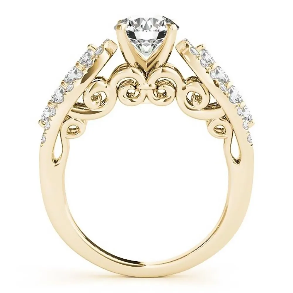Auriya Unique 1ct Round Moissanite and 1/2ctw Diamond Engagement Ring 14K Gold sold by Zulily product image thumbnail 5