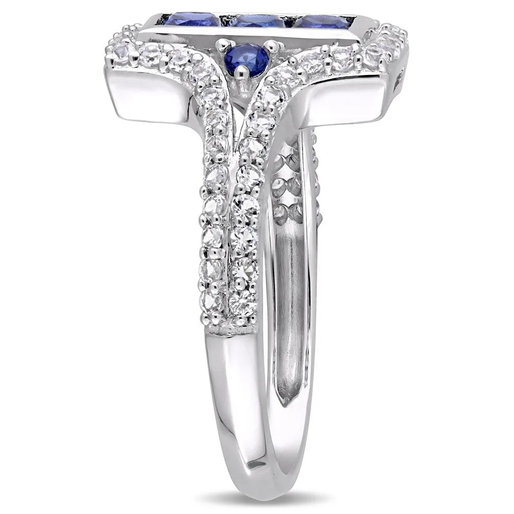 Miadora Sterling Silver Created Blue and Created White Sapphire Bar Statement Ring sold by Zulily product image thumbnail 2